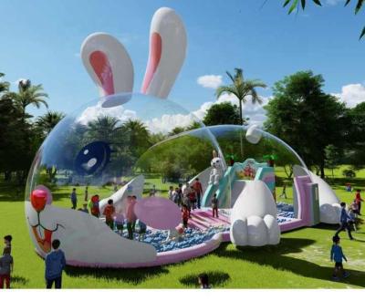 China Inflatable Playground Pig Crystal Palace Transparent Bubble Tent With Ocean Ball for sale