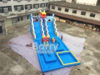 China Summer Dragon Heald Blue Big Inflatable Water Slides With Pool For Kids Amusement for sale