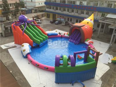 China Giant Outdoor Inflatable Water Park , Custom Children Octopus Water Slide for sale