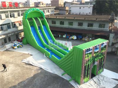China Commercial Giant Inflatable Zip Line Slide For Adults Green Color for sale