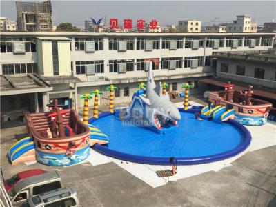 China Giant Pirate Ship Theme Inflatable Water Park On Land 36.5x20x8.5mH for sale