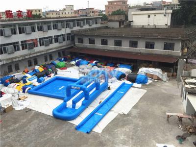 China 0.55mm PVC Tarpaulin Single Lane Inflatable Slip And Slide With Swimming Pool for sale