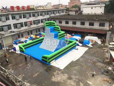 China Green Outdoor Inflatable Climbing Wall Obstacle Course With Bottom Mat for sale