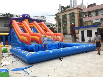 China Large Octopus Inflatable Water Park , Inflatable Pool Slide On Land Park for sale