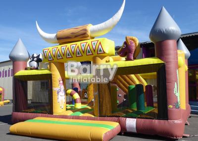 China Kids Clearance Western Theme House Inflatable Toddler Playground With Slide for sale