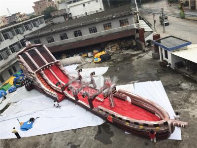 China Giant Long Pirate Theme Inflatable  Water Slide With Pool For Big Event for sale