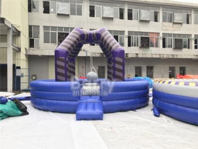 China Last Man Standing Inflatable Interactive Games , Purple Outdoor Playground Equipment Wrecking Ball Game for sale