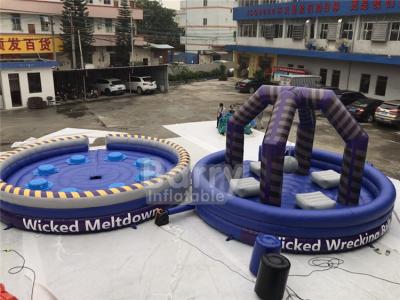 China Purple Or Custom Made Inflatable Meltdown Rotating Game , Inflatable Last Man Standing Game for sale