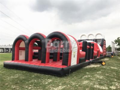 China Red Great Commercial Obstacle Course Bounce House  , Inflatable Rush Extreme Obstacle for sale
