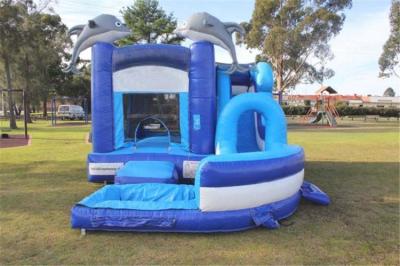 China Commercial Kids Inflatable Water Wet Dry Combo Bouncer Castle With Pool With Logo Printing for sale