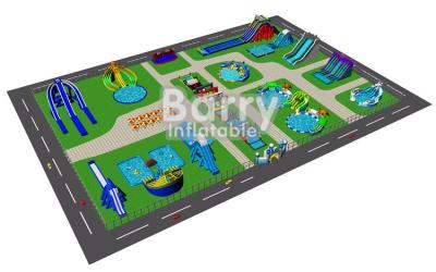 China Summer Coming Inflatable Amusement Theme Park Bouncer Castle Slide Park Plan for sale