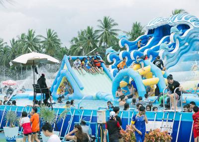 China Commercial Portable PVC Inflatable Water Pool Rectangular Metal Frame Swimming Pool for sale
