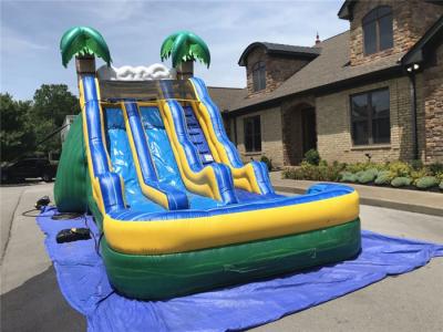 China Commercial Tropical Inflatable Large Water Slides Double  With Pool for sale
