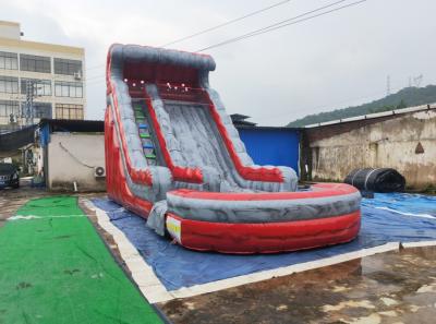 China Commercial Inflatable Water Slide Pool Double Lane Dark Red Grey Color for sale