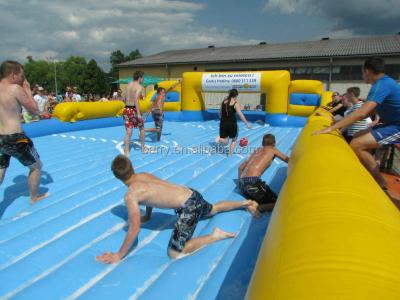 China PVC Inflatable Soap Football Field Inflatable Football Pitch Court for sale