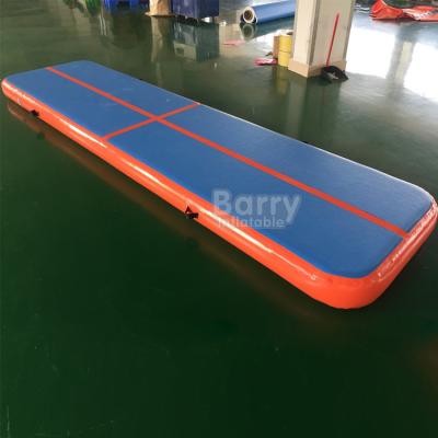 China Blow Up Cheerleading Gym 4m Inflatable Air Track Mattress Blue And Orange Color for sale