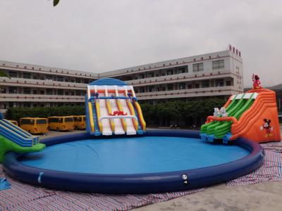 China Outdoor Inflatable Water Slide Park Giant Inflatable Water Slides With Pool for sale
