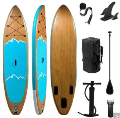 China Popular Wood Style Soft Top Surfboard Inflatable Sup Paddle Board 315*83*15cm for sale