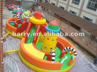 China Anti Mildew 1000D Inflatable Theme Park With Slide Obstacle Courses for sale