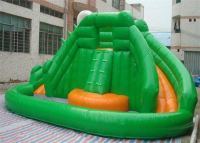 China Mini Commercial Inflatable Slide With Climbing Wall , Frog Style Inflatable Pool Slide for sale