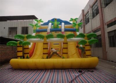 China Yellow Commercial Inflatable Slide , Inflatable Stair Slide With Two Slide Way for sale