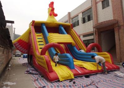 China Big Commercial Inflatable Slide , Cock Inflatable Double Slip And Slide for sale