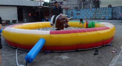China Cool Inflatable Sports Games , PVC Material Inflatable Mat with Mechanical Bull for sale
