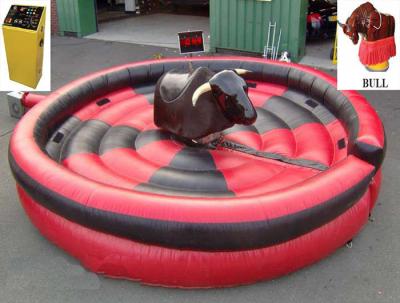 China 1 Person Inflatable Mechanical Bull , Tarpaulin Inflatable Round Mat Mechanical Rodeo Bull for sale