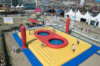 China Outdoor Inflatable Sports Games , Inflatable Volleyball Court With Trampoline for sale