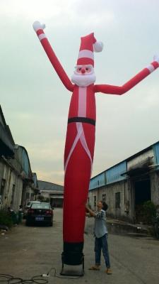 China Christmas Santa Claus Inflatable Air Dancer , Oxford Cloth Christmas Dancer Single Leg for sale