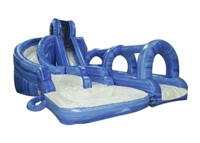 China Rent Blue Commercial Cool Inflatable Water Slides With 7.5M Height for sale