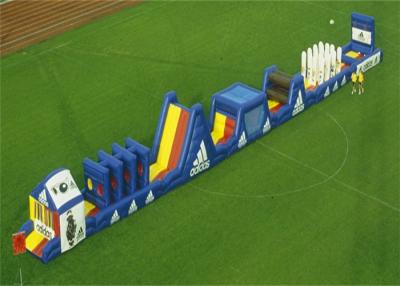 China Blue Long Inflatable Obstacle Course Combo For Outdoor Blow Up Games for sale
