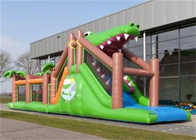 China Lovely Green Shark Blow Up Obstacle Course For Kids Giant Inflatable Games for sale