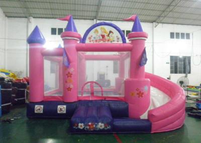 China 0.55mm Plato PVC Tarpaulin Pink Princess Bouncy Castle With Water Slide for sale