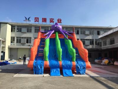China Doble el parque inflable de costura del equipo del patio de la diversión del tobogán acuático en venta