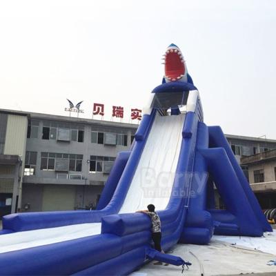 China Outside Shark Inflatable Water Slides Park Long Blow Up Hippo Slide for sale