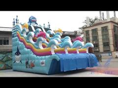 0.55mm Inflatable Water Slide Sea World Theme PVC For Pool Rental