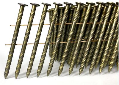 China 120pcs / Coil Coil Roofing Nails Yellow Twisted Shank Construction for sale