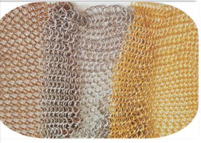 China 8mm Metal Ring Mesh Curtain Round Gold Stainless Steel 304 for sale