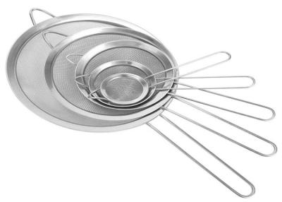 China 20cm Diameter Stainless Steel Fine Mesh Strainers With Wide Resting Ear à venda