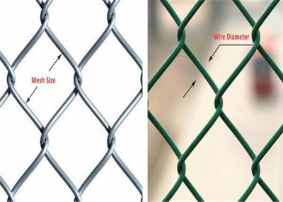 China Landstraße unter Verwendung Diamant-Loch-Kettenglied-Zaun galvanisierten Eisen-Draht-Grün PVCs beschichtet zu verkaufen