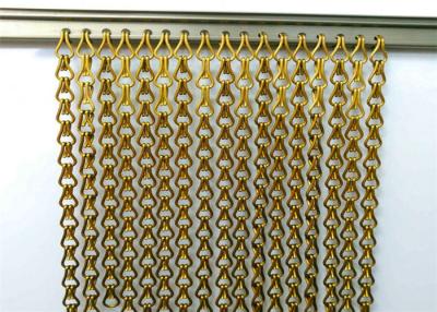China Cortina decorativa de alumínio da mosca da corrente do metal da largura da rede de arame 3m do ouro à venda