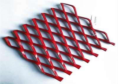 China 2m Length Red Color Raised Aluminium Diamond Mesh Sheet for sale