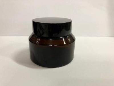 China 30g 50g Reusable Dark Amber Glass Jars Cream Bottles For Cosmetics Glass Cosmetic Packaging for sale