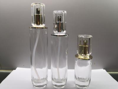 China 40ml 100ml 120ml Glass Lotion Bottles Cosmetic Packaging , Pump Bottle Surlyn Cap OEM for sale