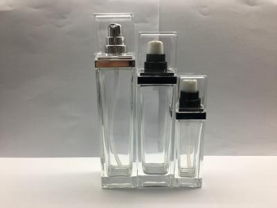 China 30ml 100ml 120ml Square Cosmetic Packaging Transparent Glass Lotion Bottles Cream Bottles for sale