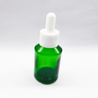 China Green Essential Oil 30ml Sloping Shoulder Bottle Plastic Cap Dropper for sale