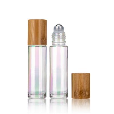 China 10ml Bamboo Cosmetic Packaging Roll On Glass Bottle With Roller Ball for sale
