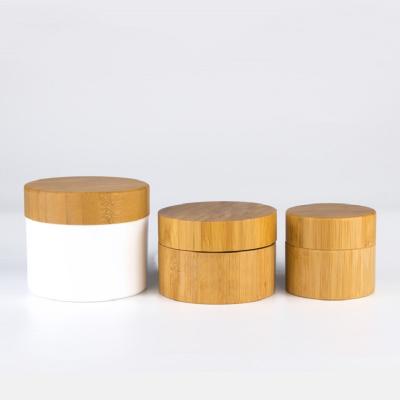 China 30g 50g 100g 150g 200g 250g Wooden Cosmetic Packaging With Bamboo Cap for sale