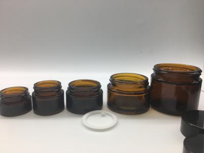 China Multi Capacities Glass Cosmetic Jar 5g - 100g Natural Amber Brown Glass straight round for sale